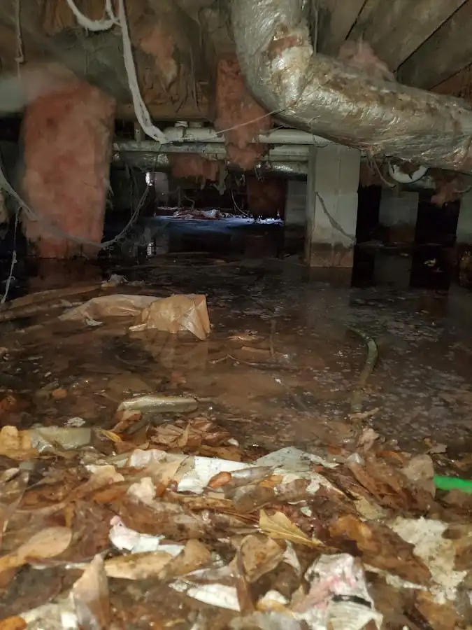 Crawl space flood assessment for Commercial Water Damage Restoration in Bedford